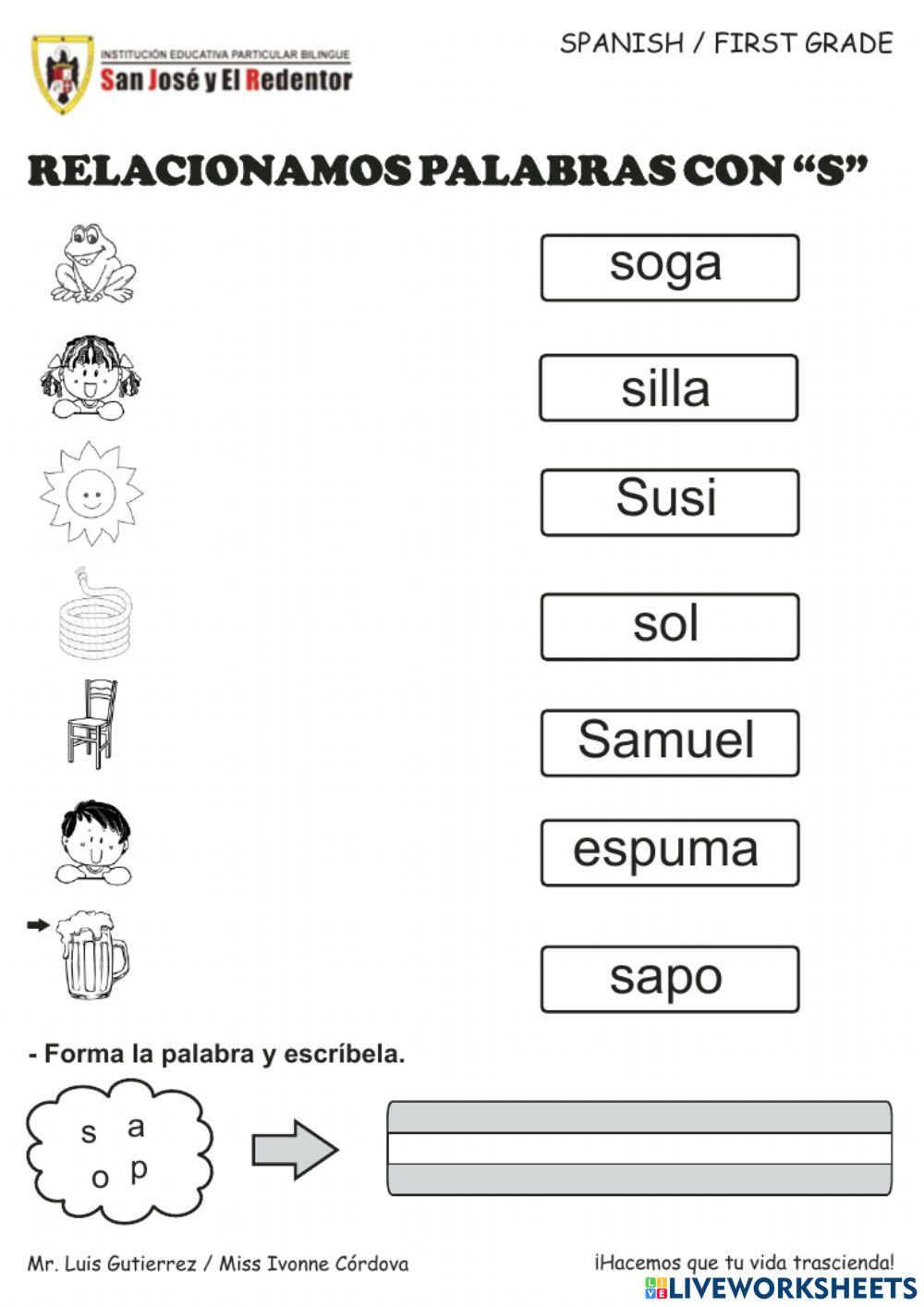 Relacionamos palabras con s