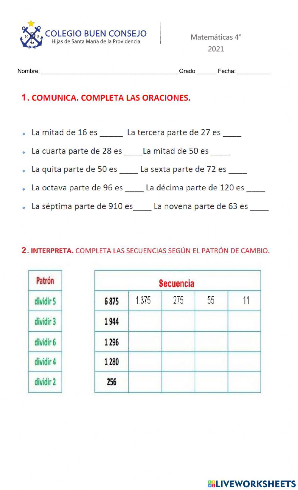 Sucesiones de división
