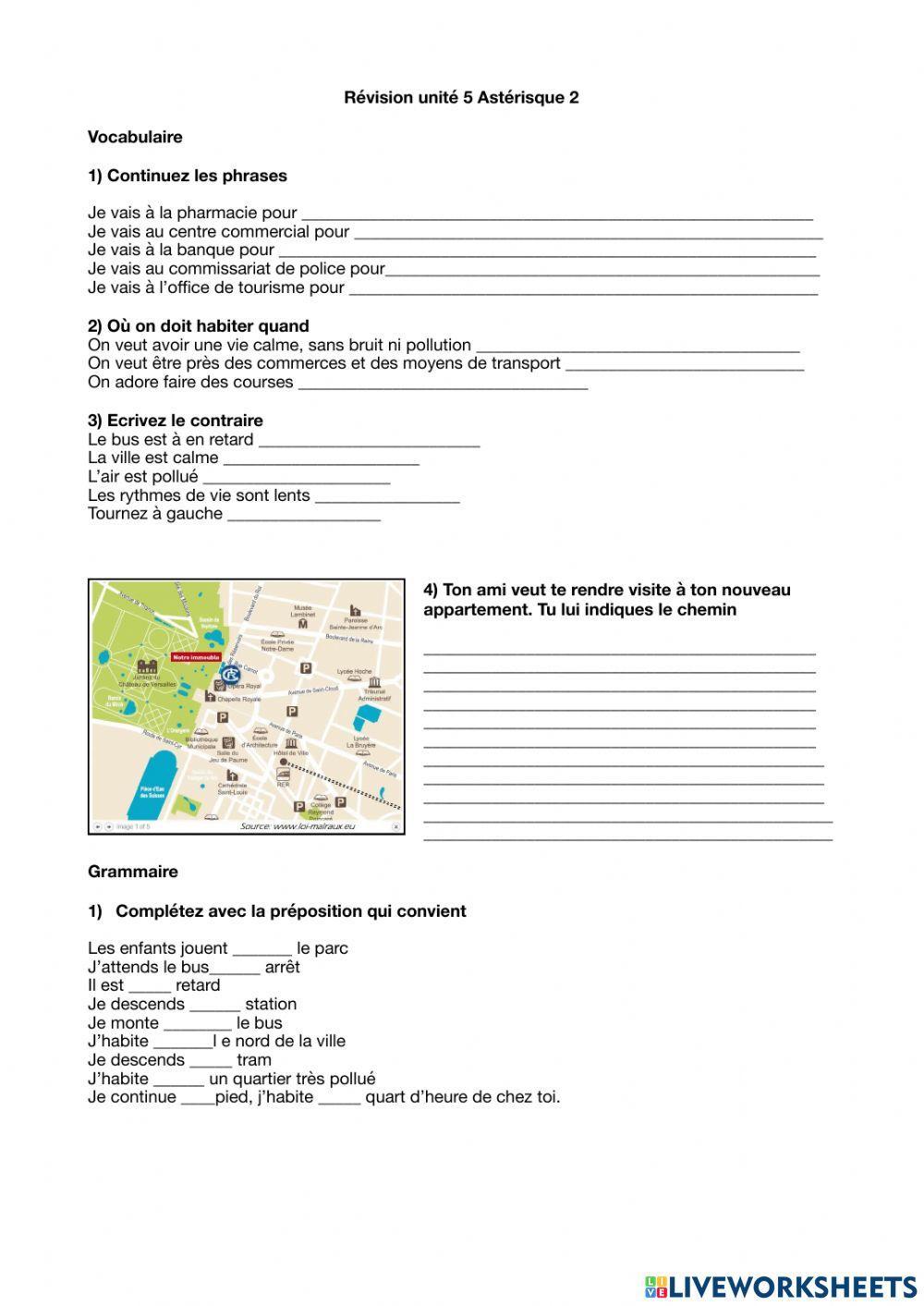 Astérisque 2 unité 5 révision