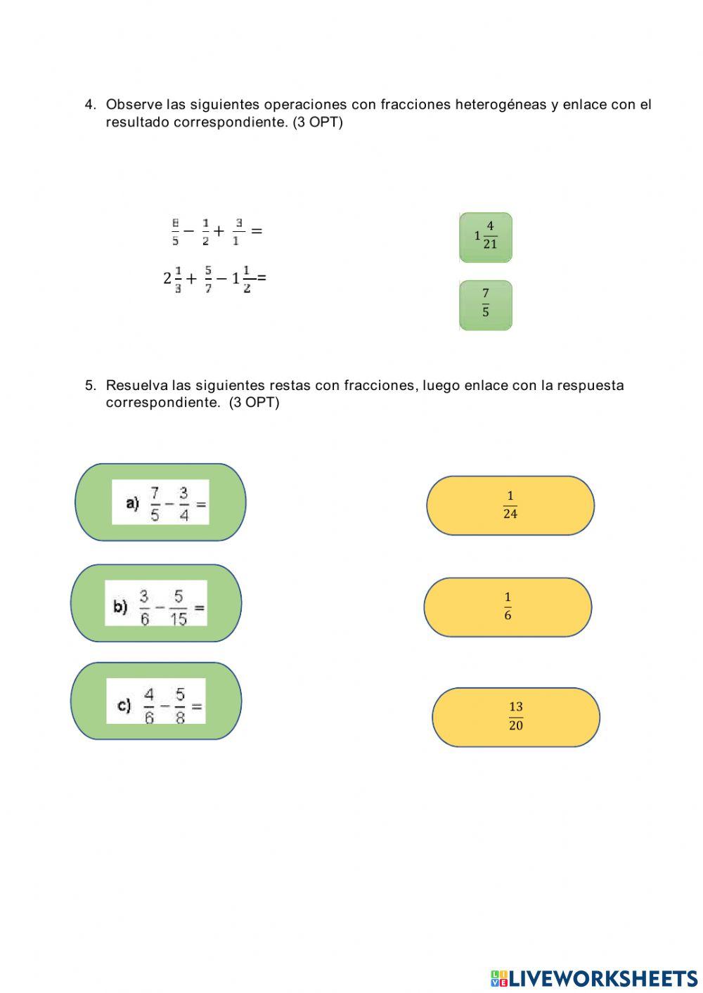Operaciones con fracciones