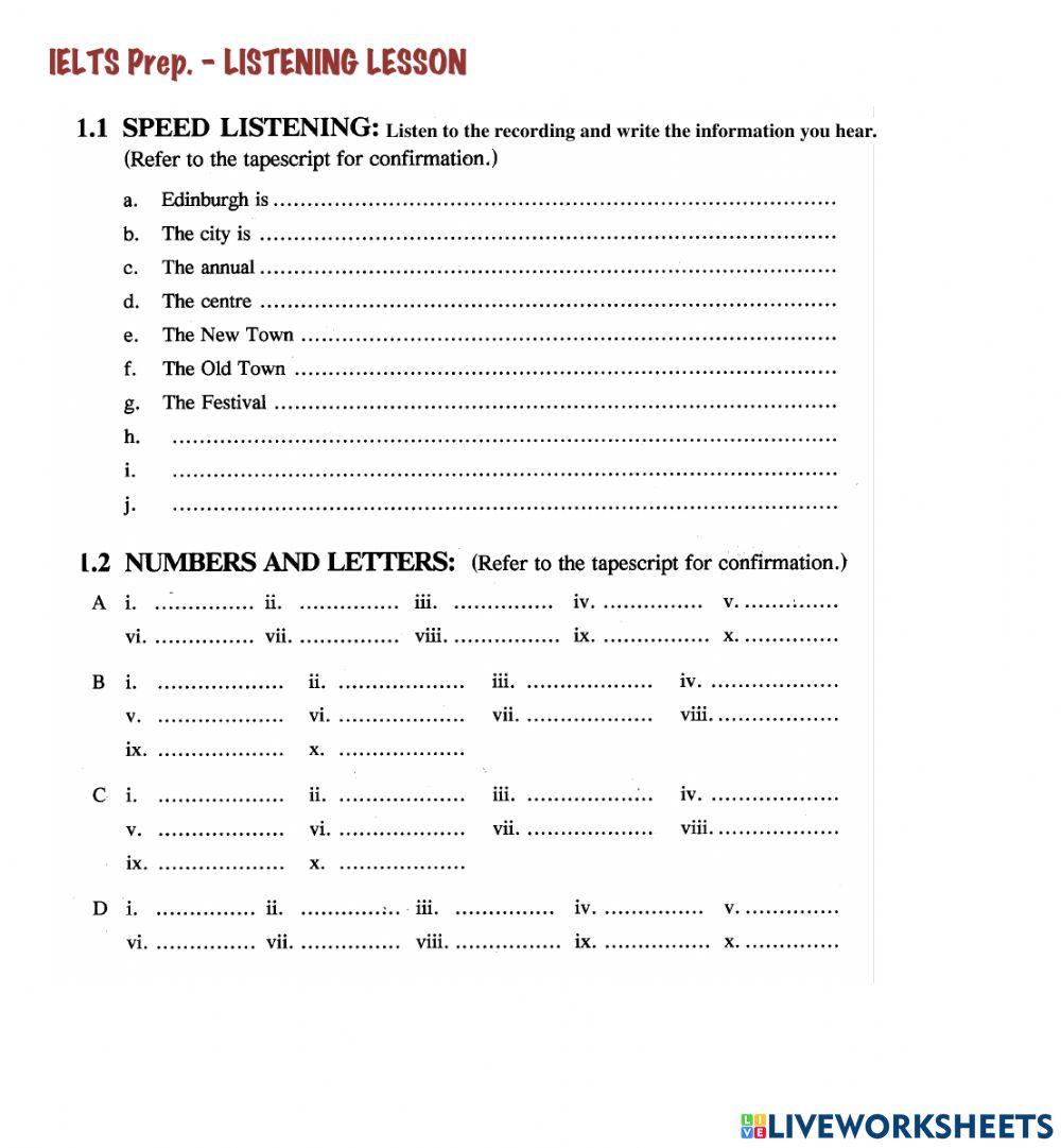 Listening Ex. - IELTS (Practice)
