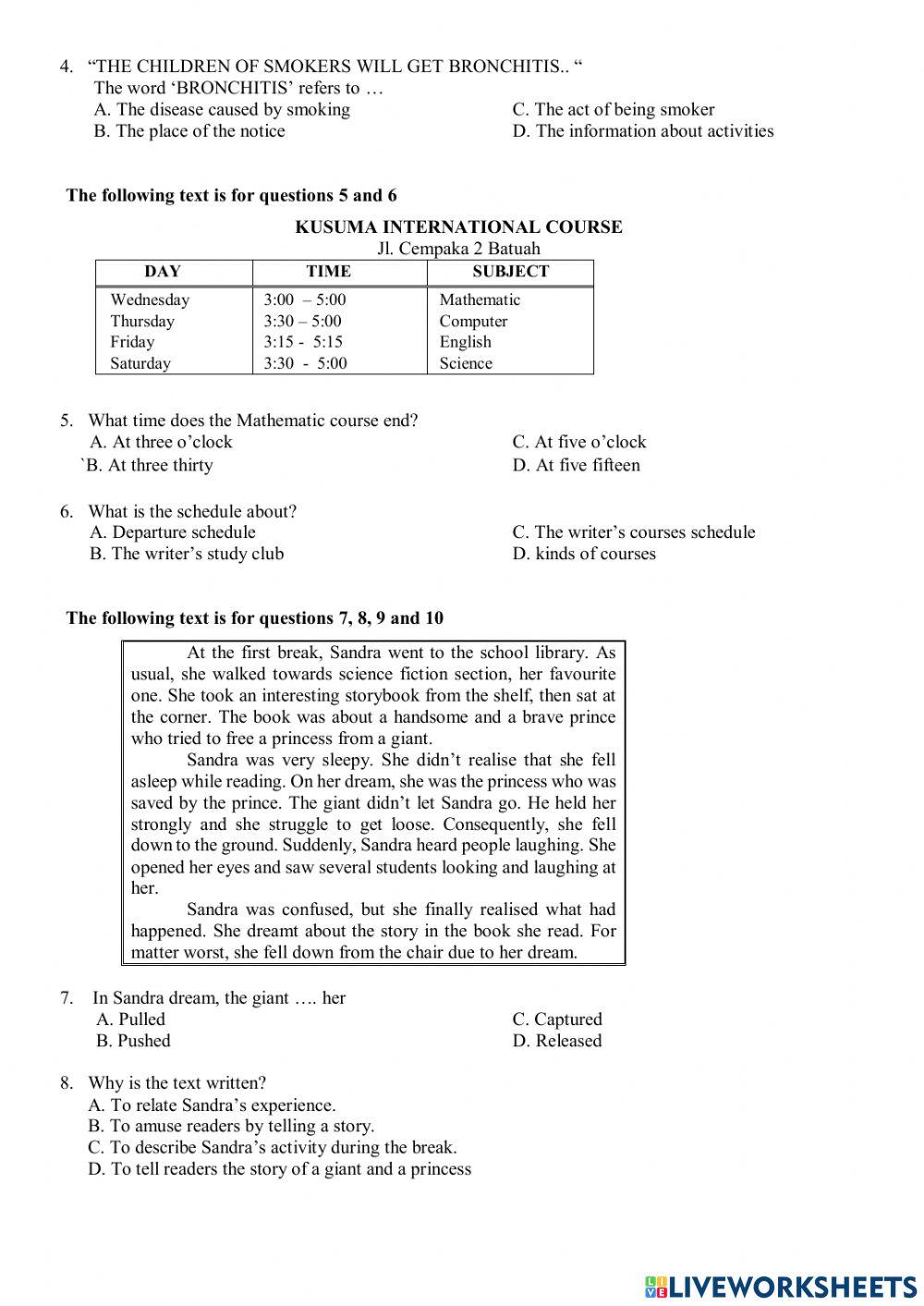 Ulangan Akhir Semester (BAHASA INGGRIS) SMP TAHUN 2020-2021