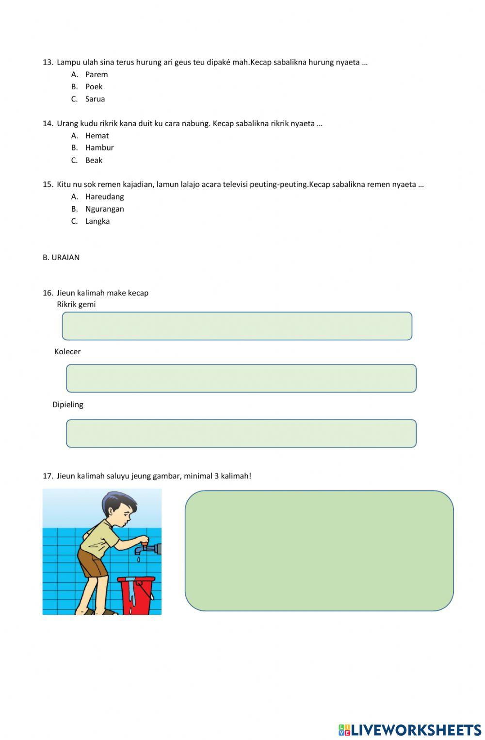 Ulangan Bahasa Sunda tema 7