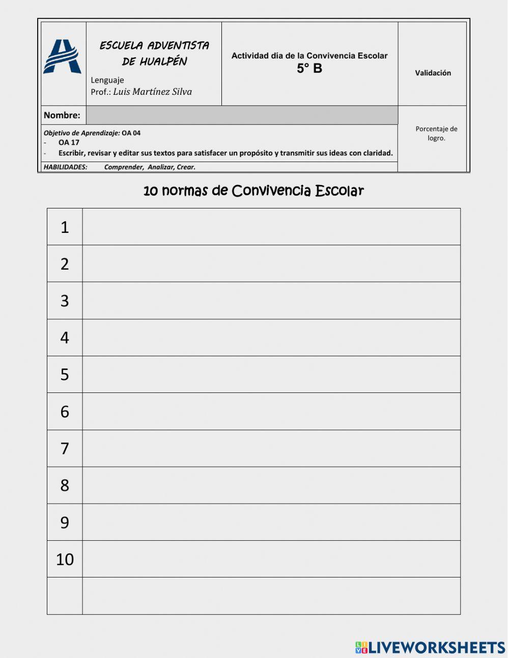 Normas de Convivencia