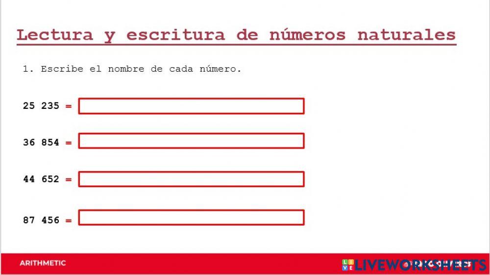 Escritura de números naturales