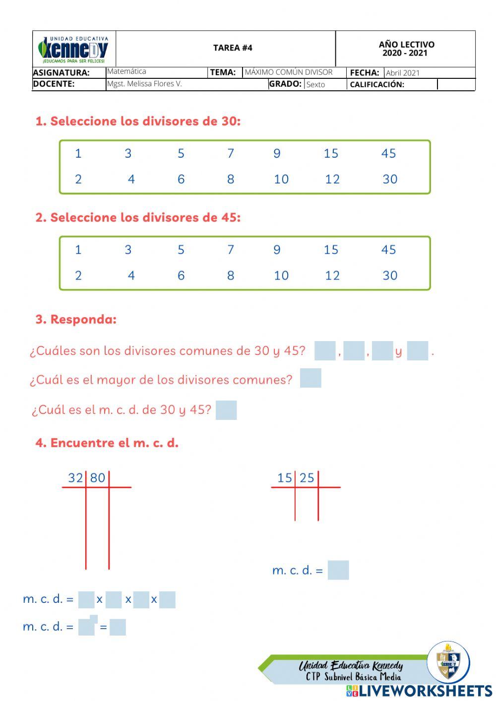 Máximo común divisor