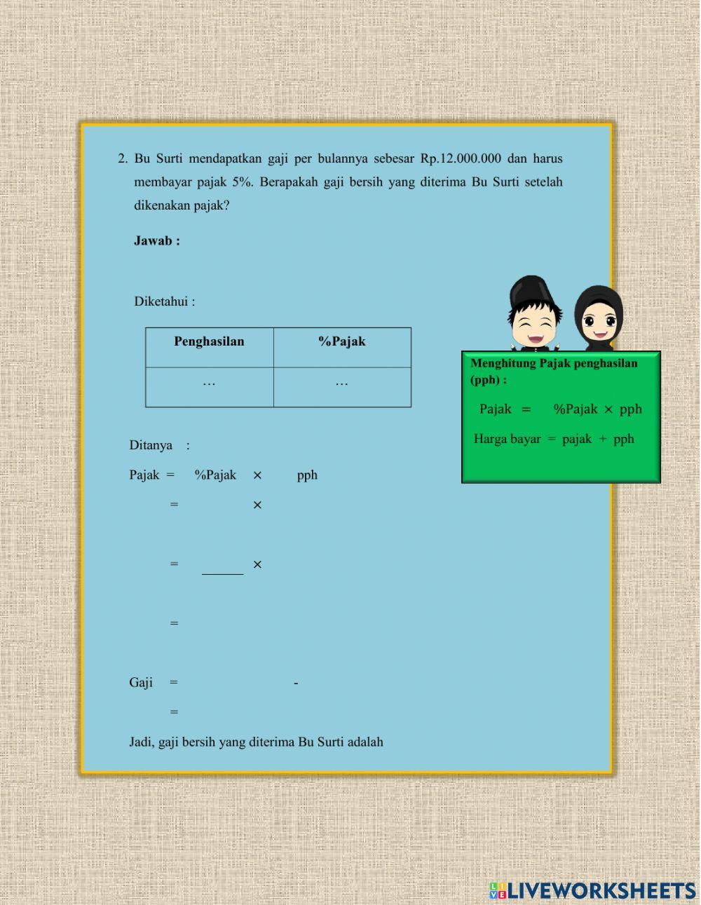 Aritmetika sosial (Bunga Tunggal, diskon dan pajak)