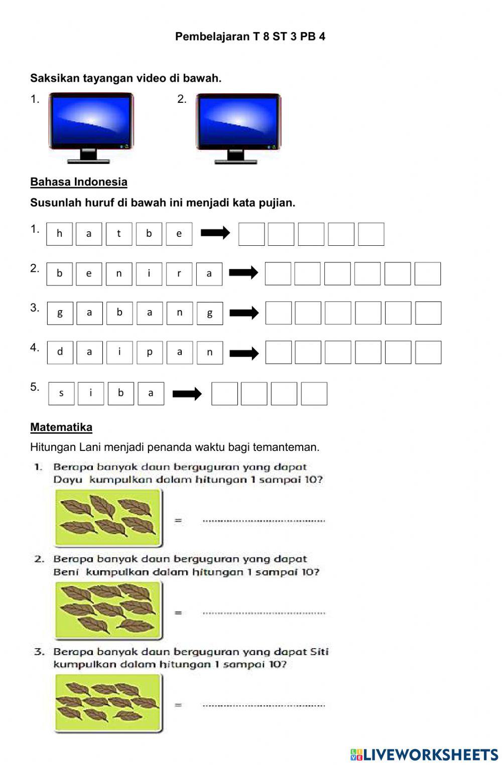 Kegiatan T 8 ST 3 PB 4 & 5
