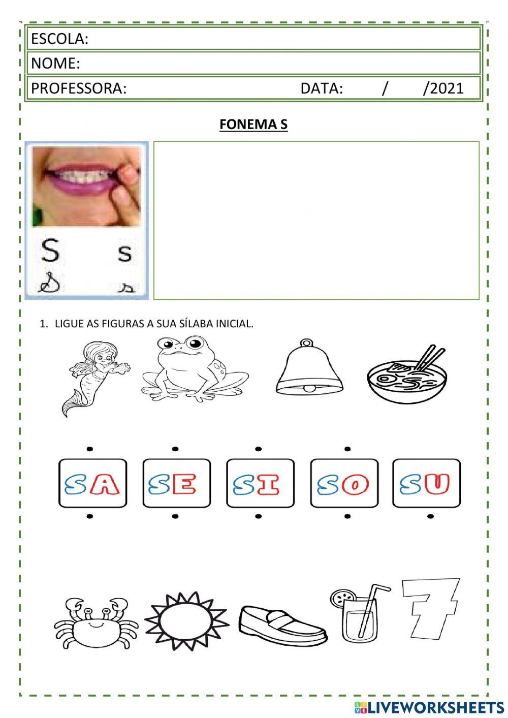 Atividade com a consoante S