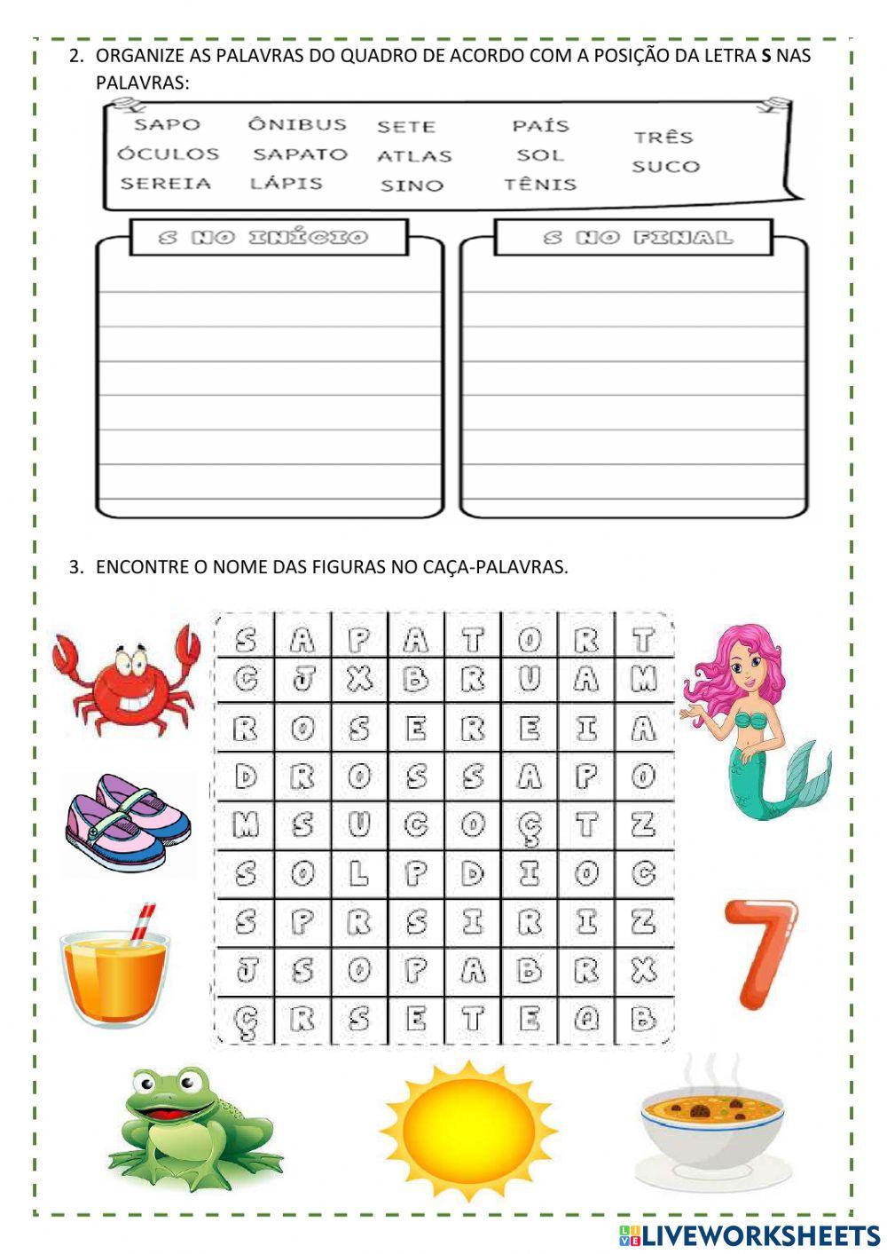 Atividade com a consoante S