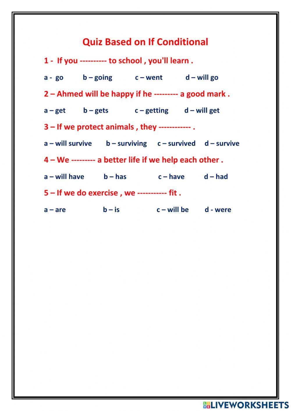 If conditional activity | Live Worksheets