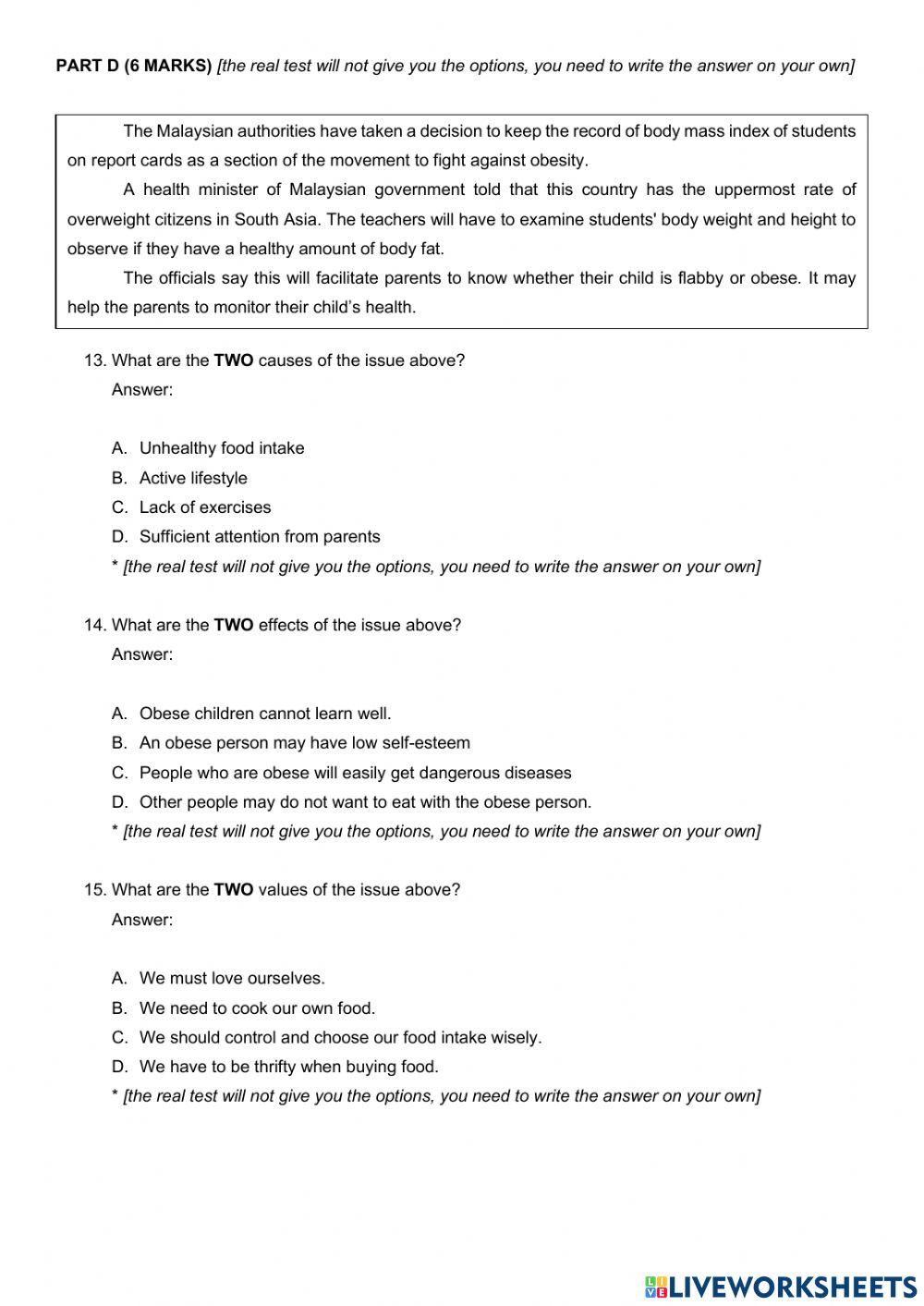 DUE10012 Sample Test