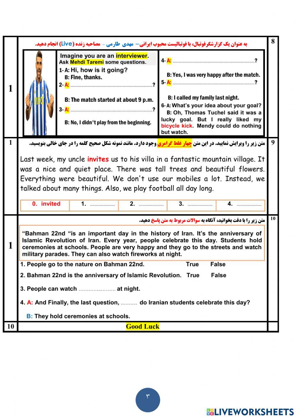 Mid Term Sampad Grade Nine 1400