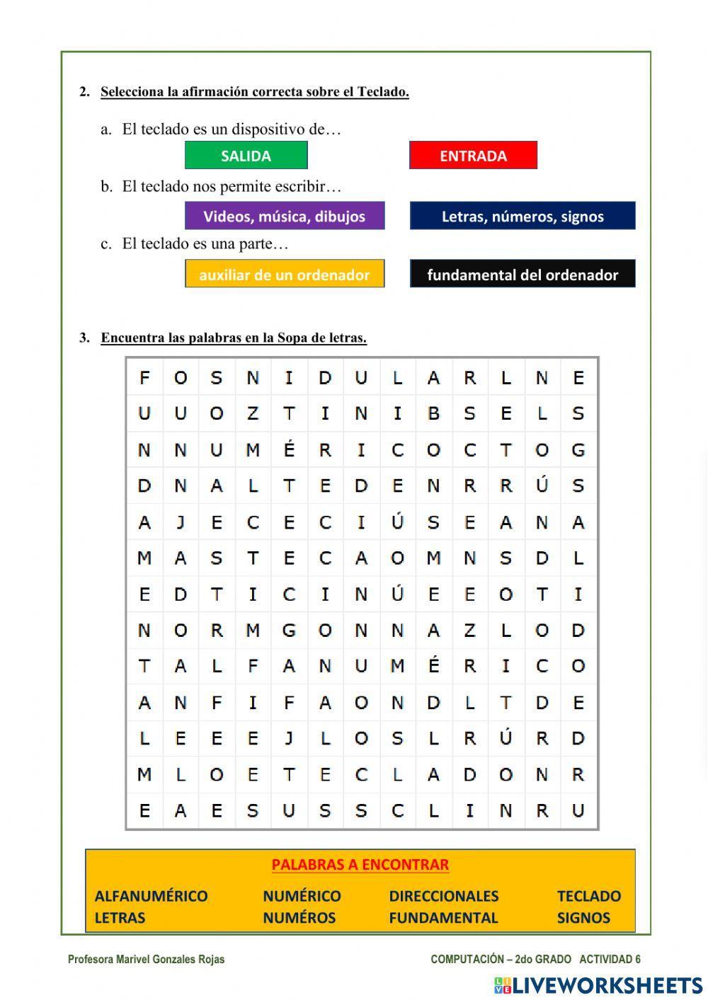 Actividad 6: el teclado y sus partes