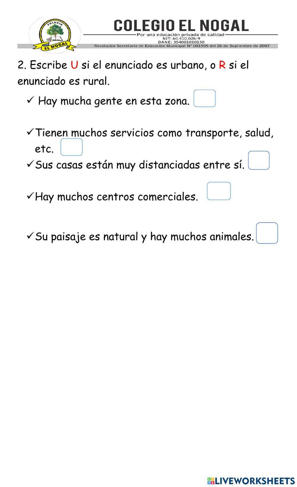 Zona rural y zona urbana