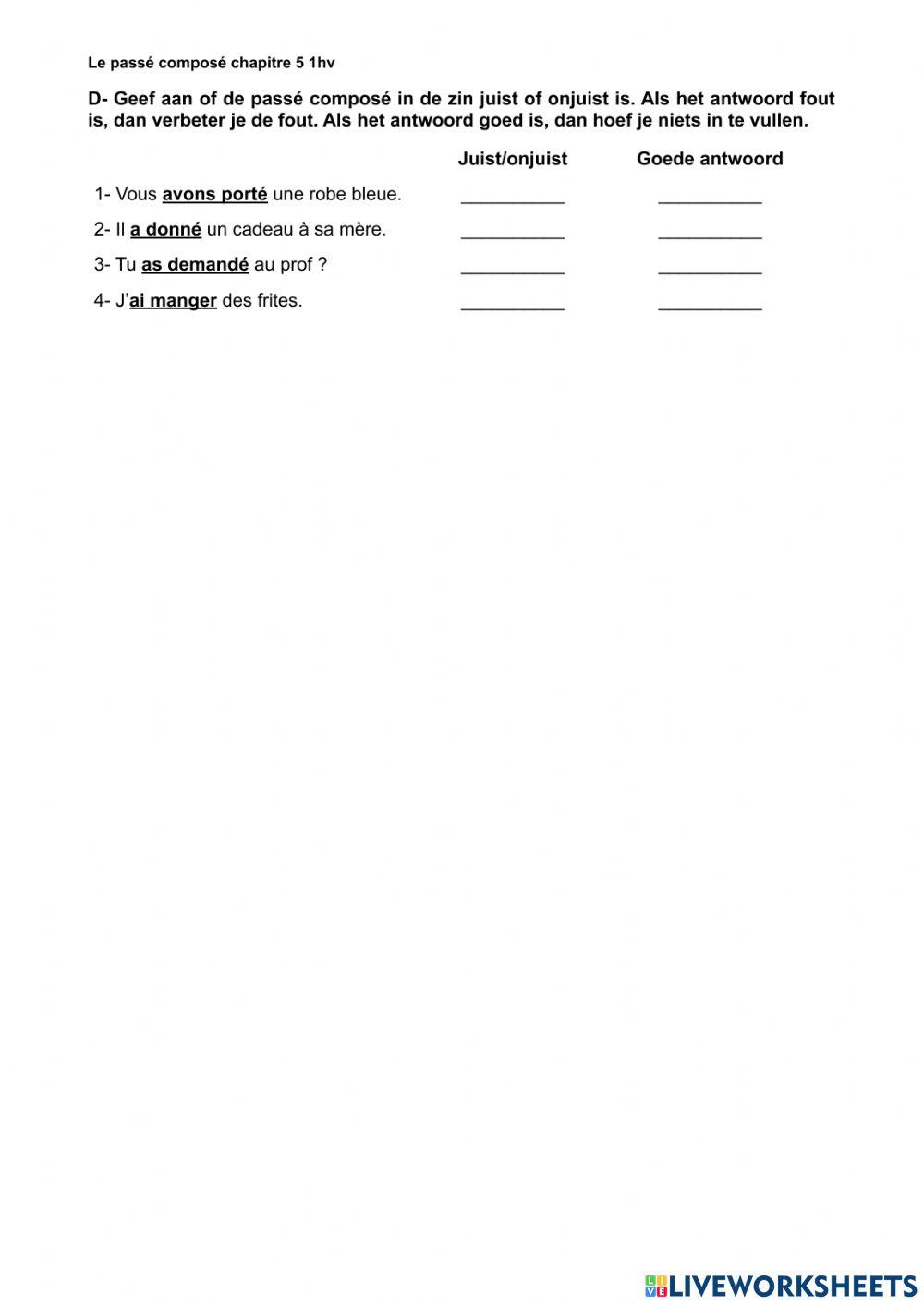 Passé composé BK (avoir)