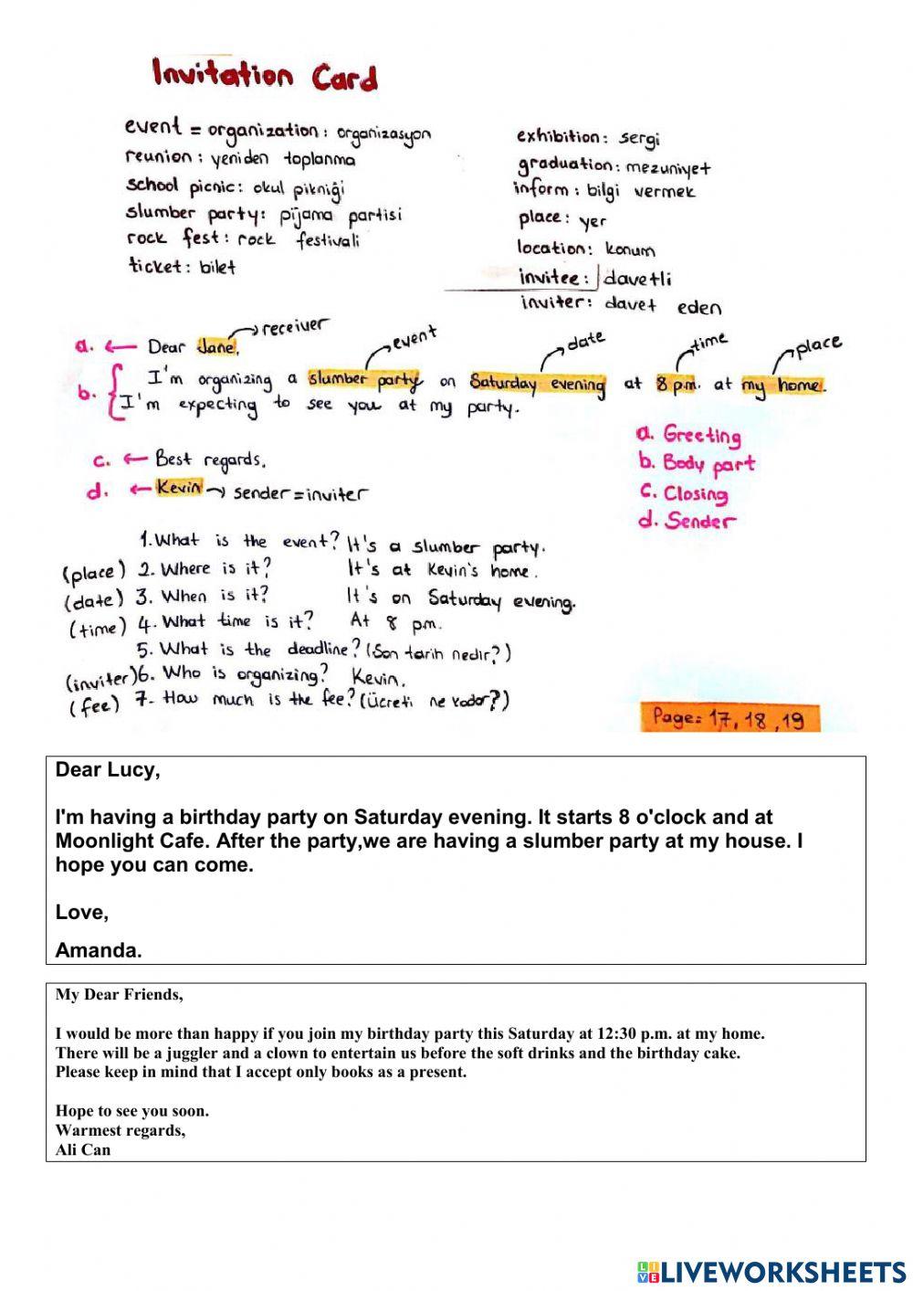 8 1.üni̇te friendship Davetiye kuralları