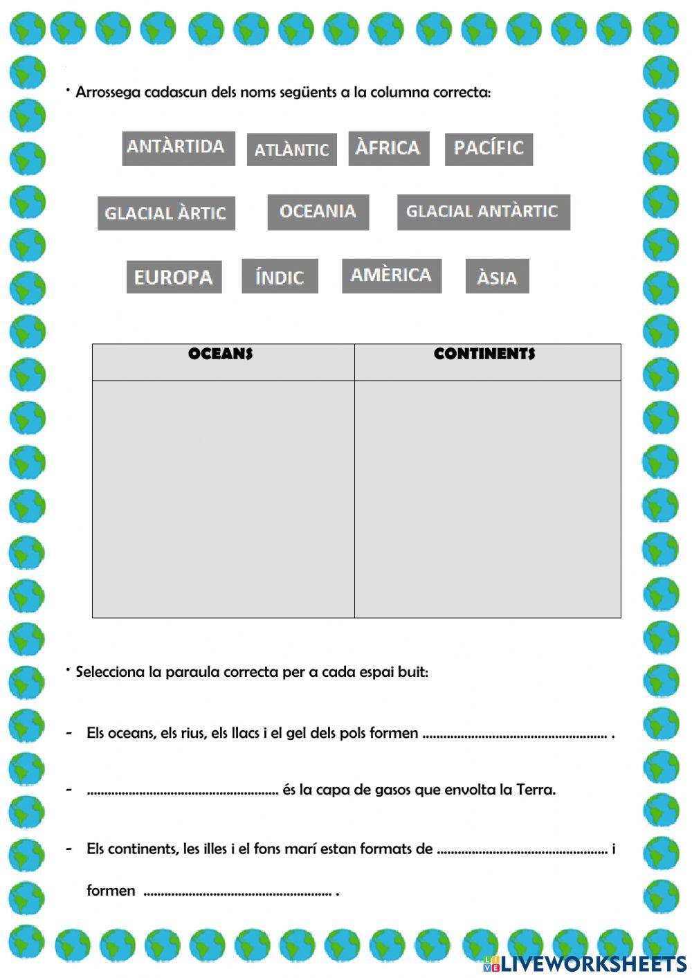 Som geòlegs: atmosfera, geosfera, hidrosfera