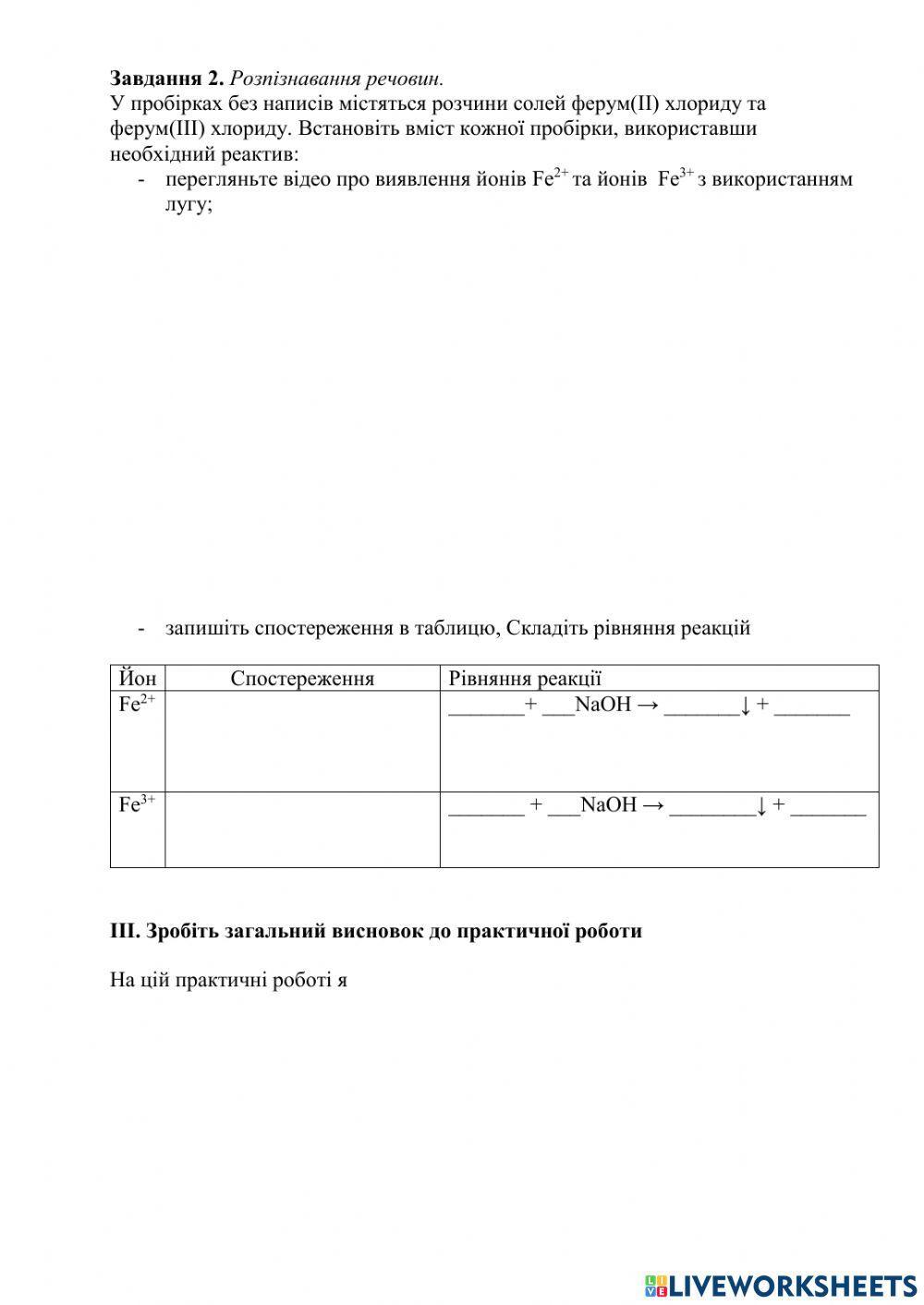 Дослідження якісного складу солей