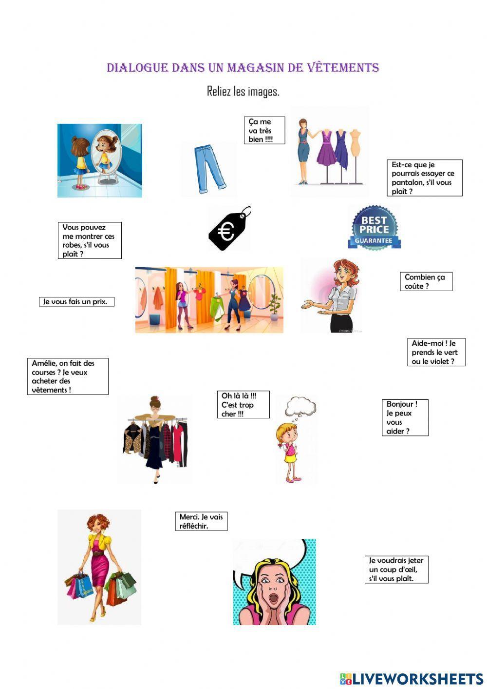 Dialogue dans un magasin de vêtements