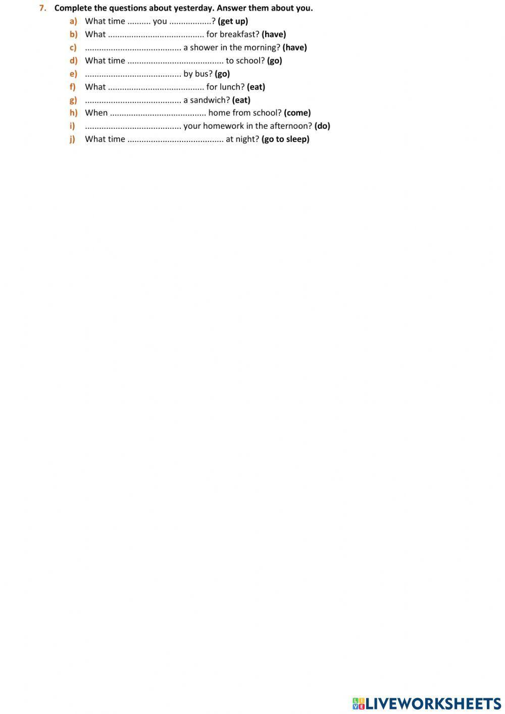 Past Simple Irregular Verbs