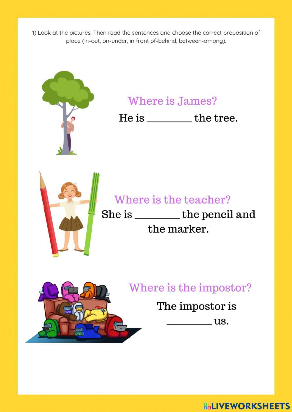Prepositions of place 1
