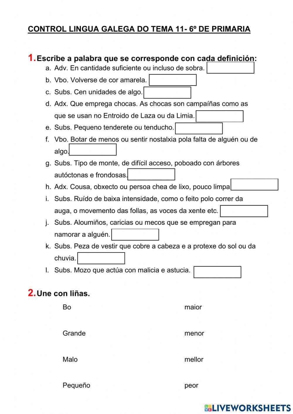 CONTROL TEMA 11 LINGUA GALEGA