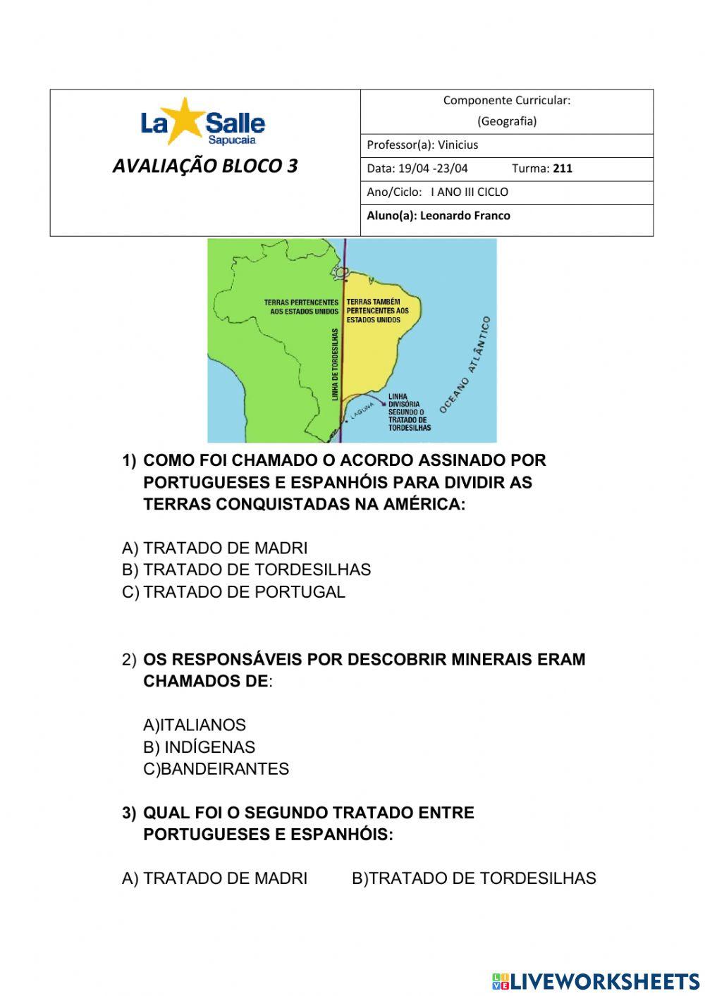 Avaliação geografia