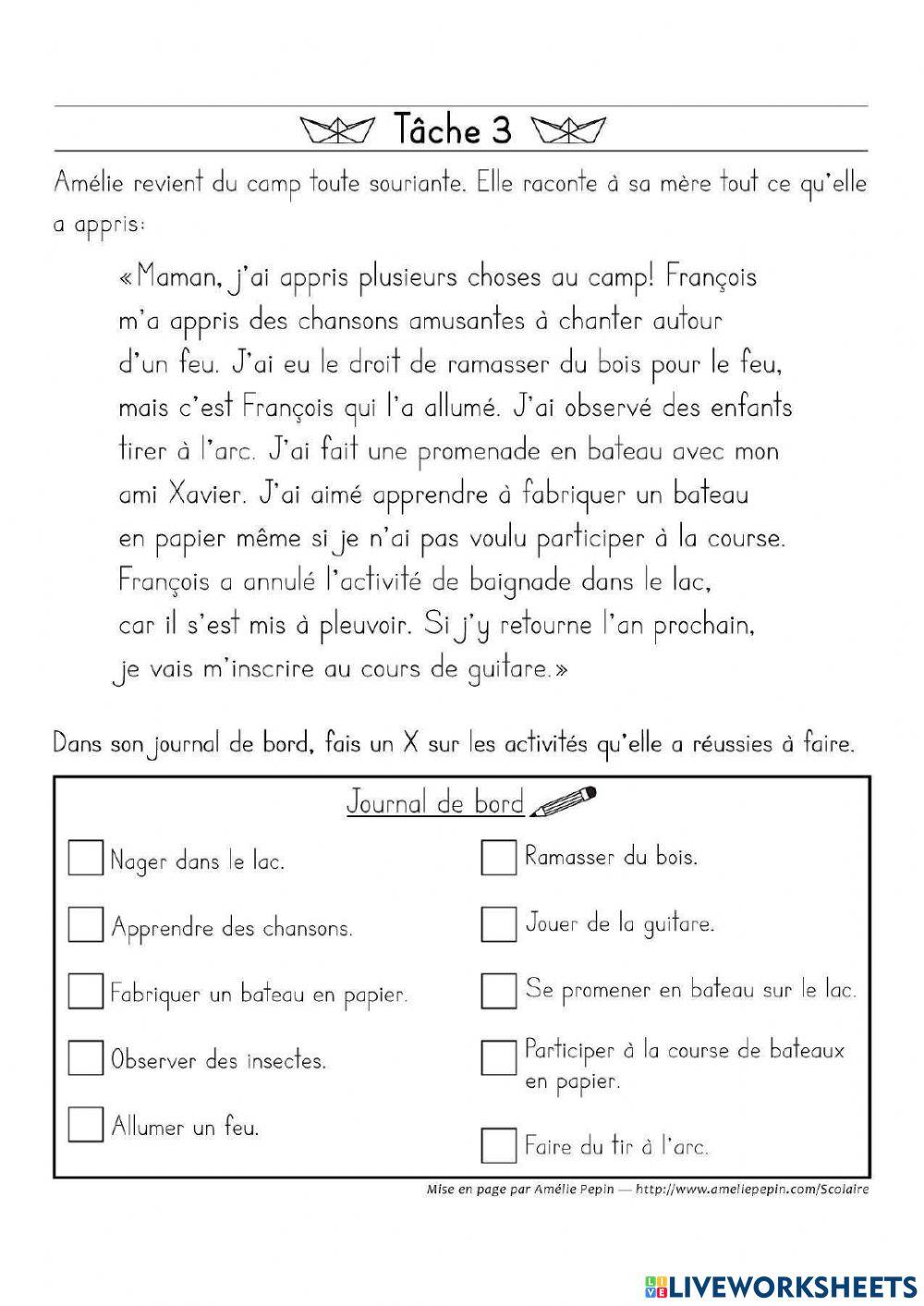 Camp Vacances-Tâche 3