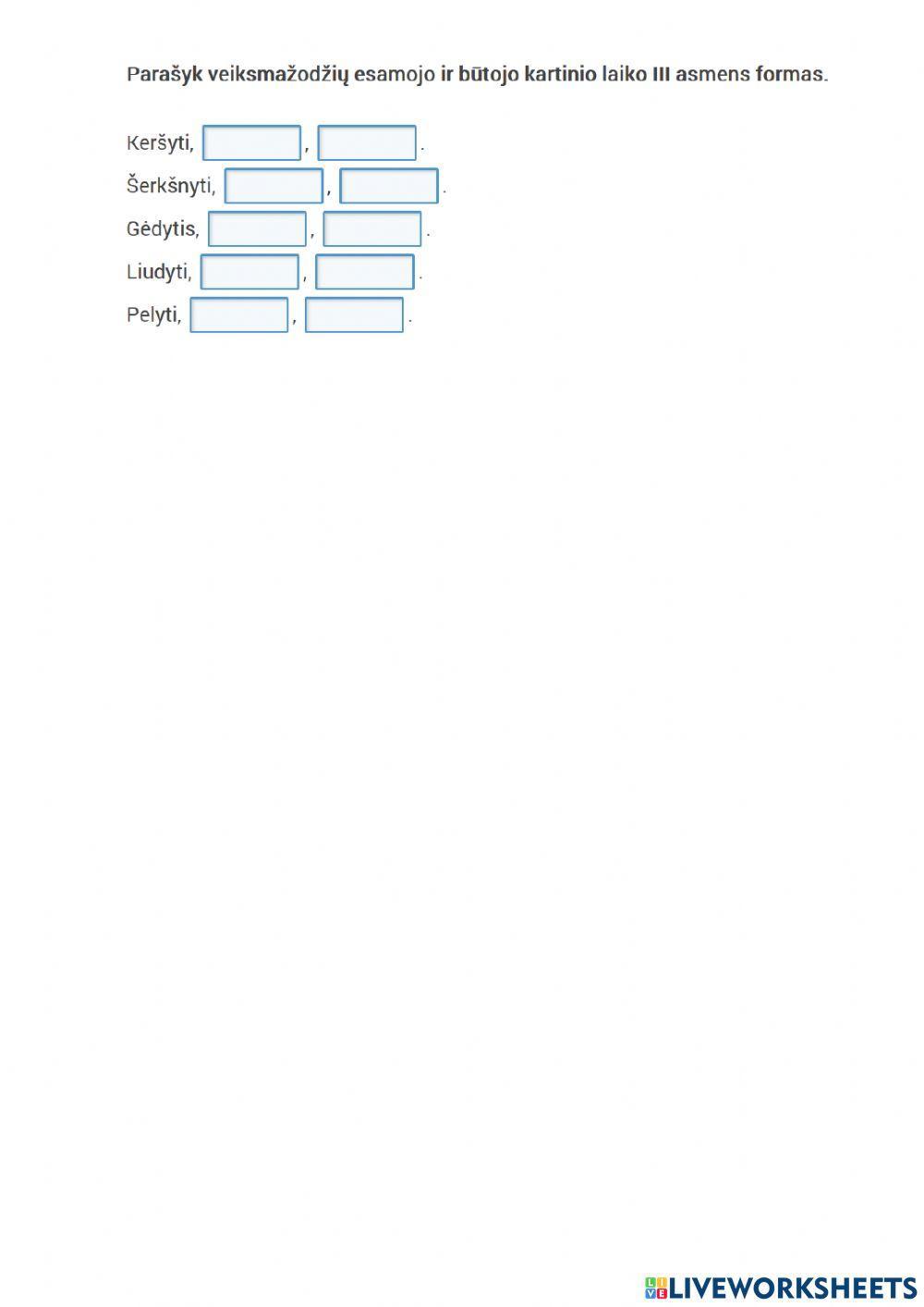 Pagrindinės veiksmažodžio formos.