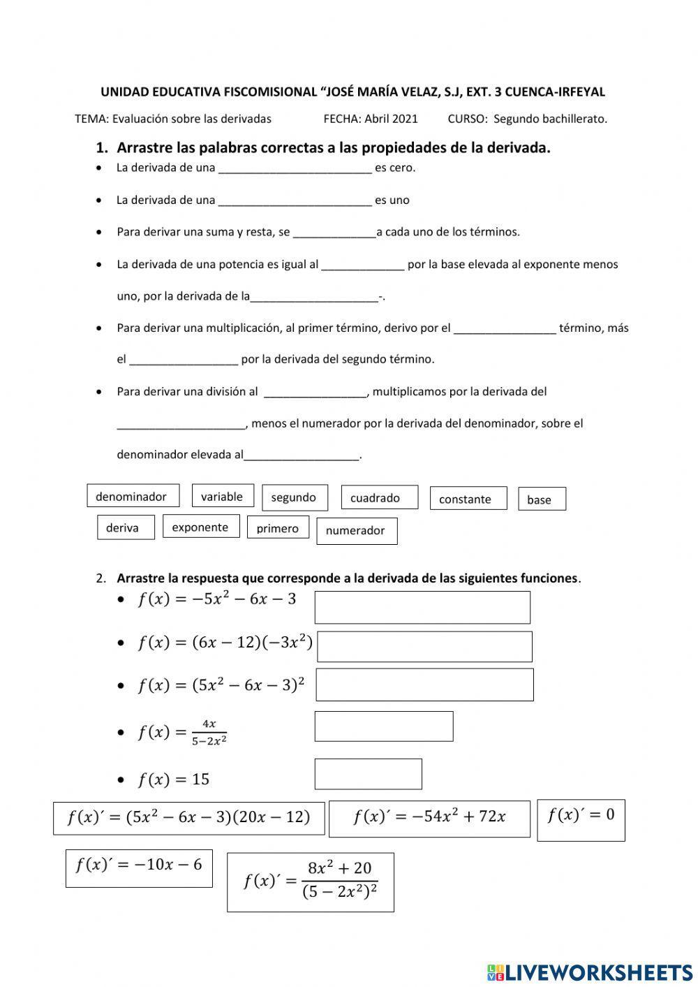 Derivadas propiedades