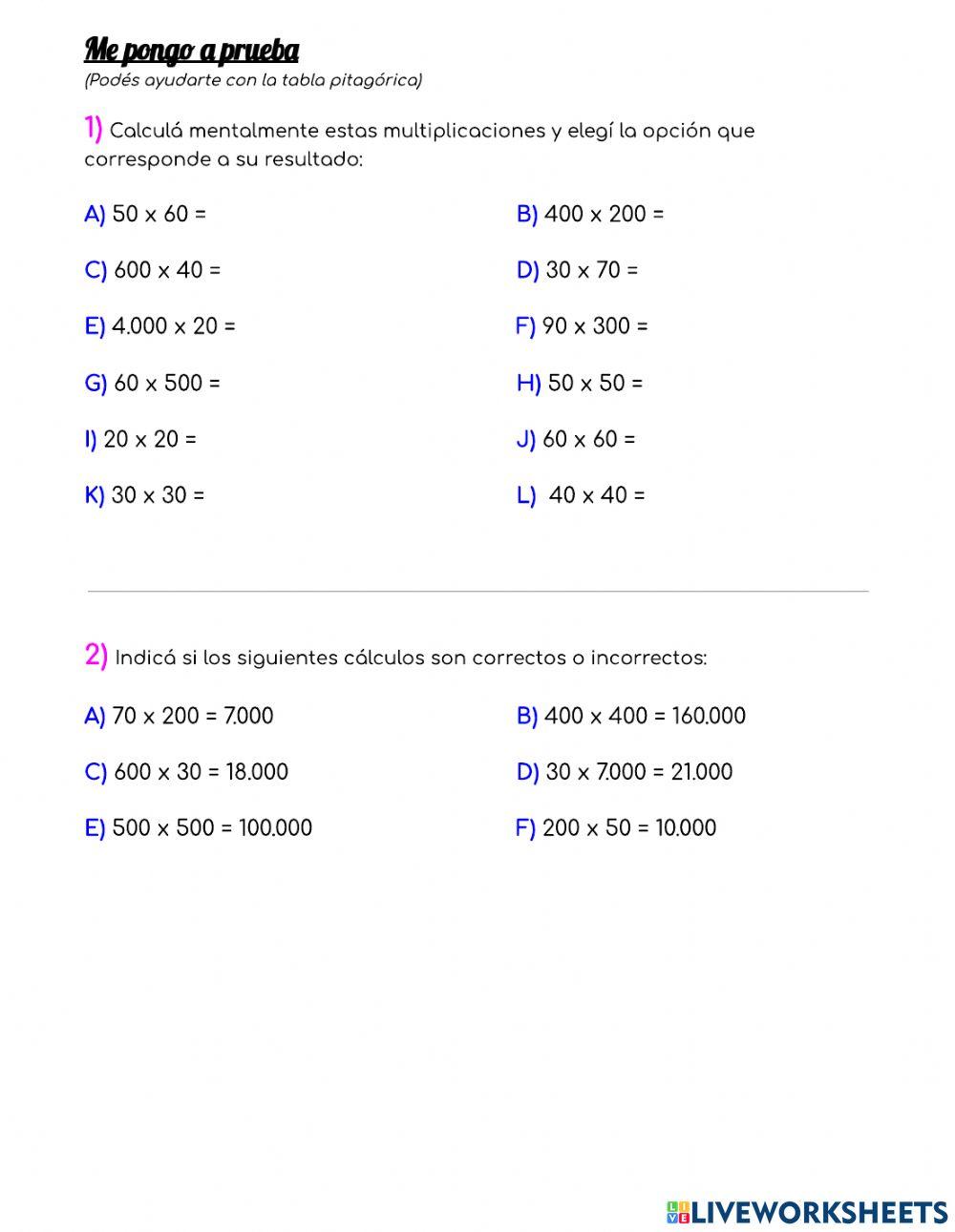 Multiplicaciones mentales