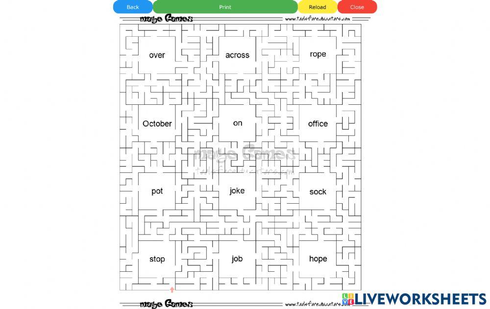 Pronunciation maze short o