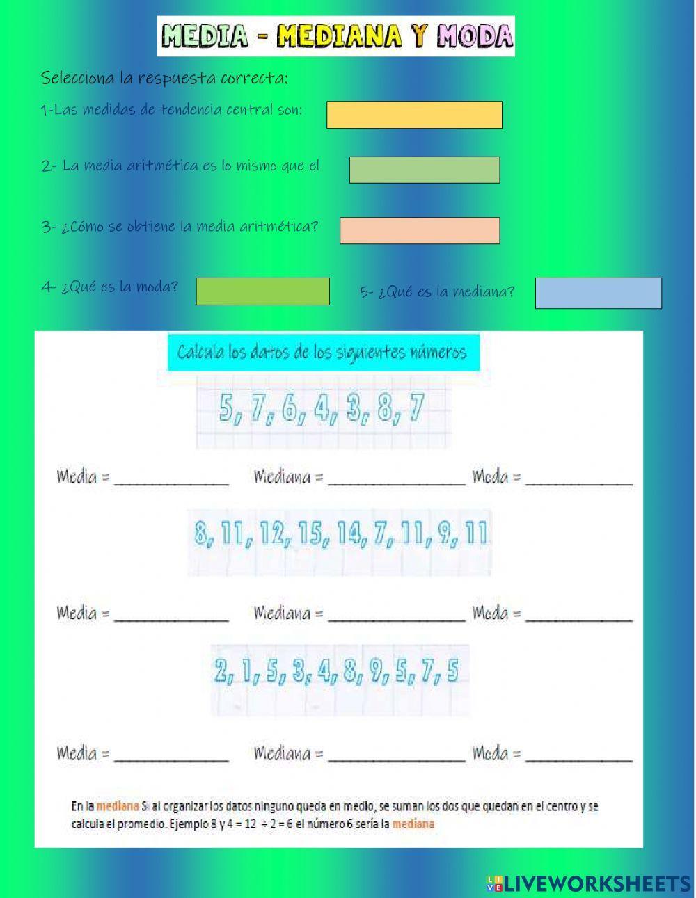 Media ,mediana y moda