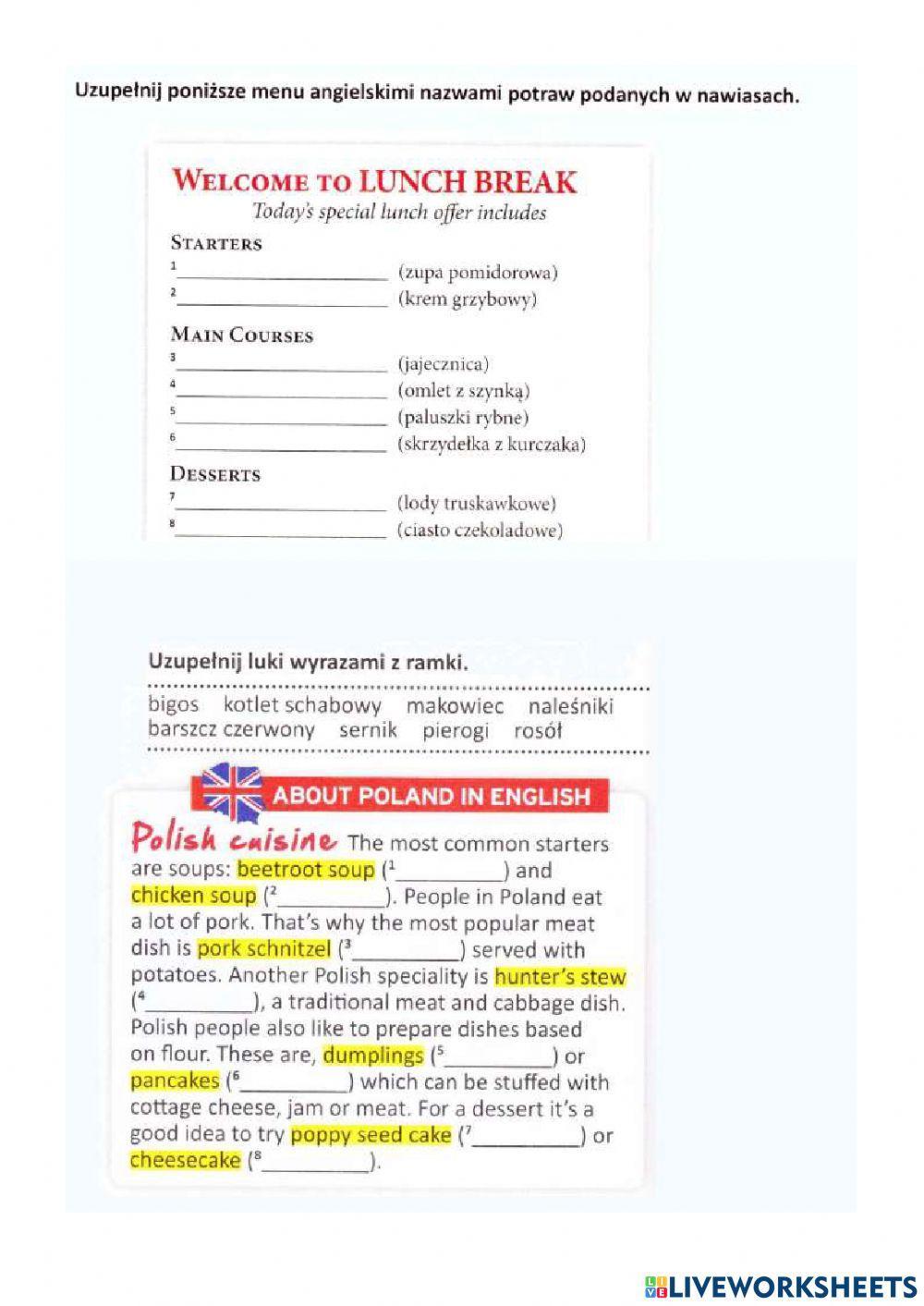 Polish food in English