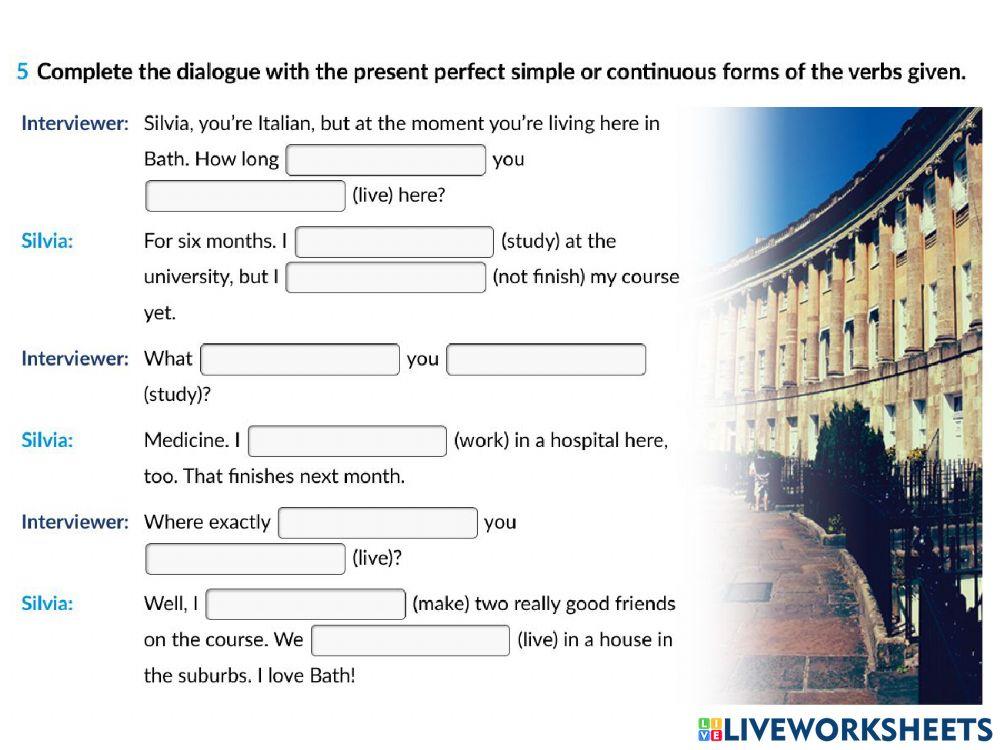 Present Perfect Continuous worksheet for Intermediate Live Worksheets