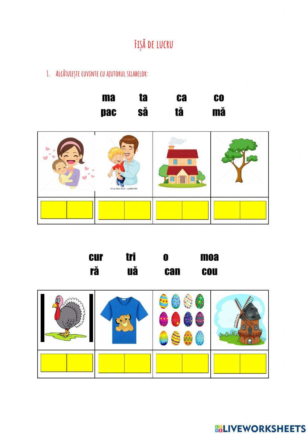 Alcătuiește cuvinte cu ajutorul silabelor