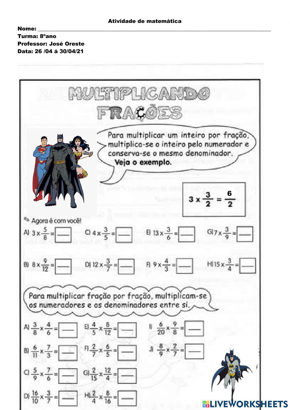 Multiplicação de frações