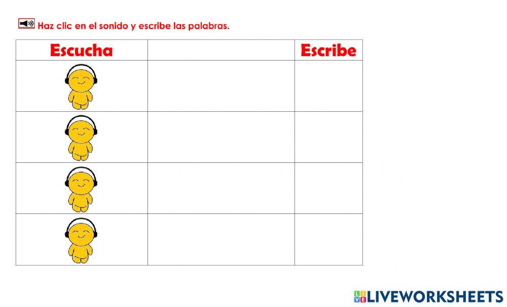 Escucha y escribe 1: 1st grade