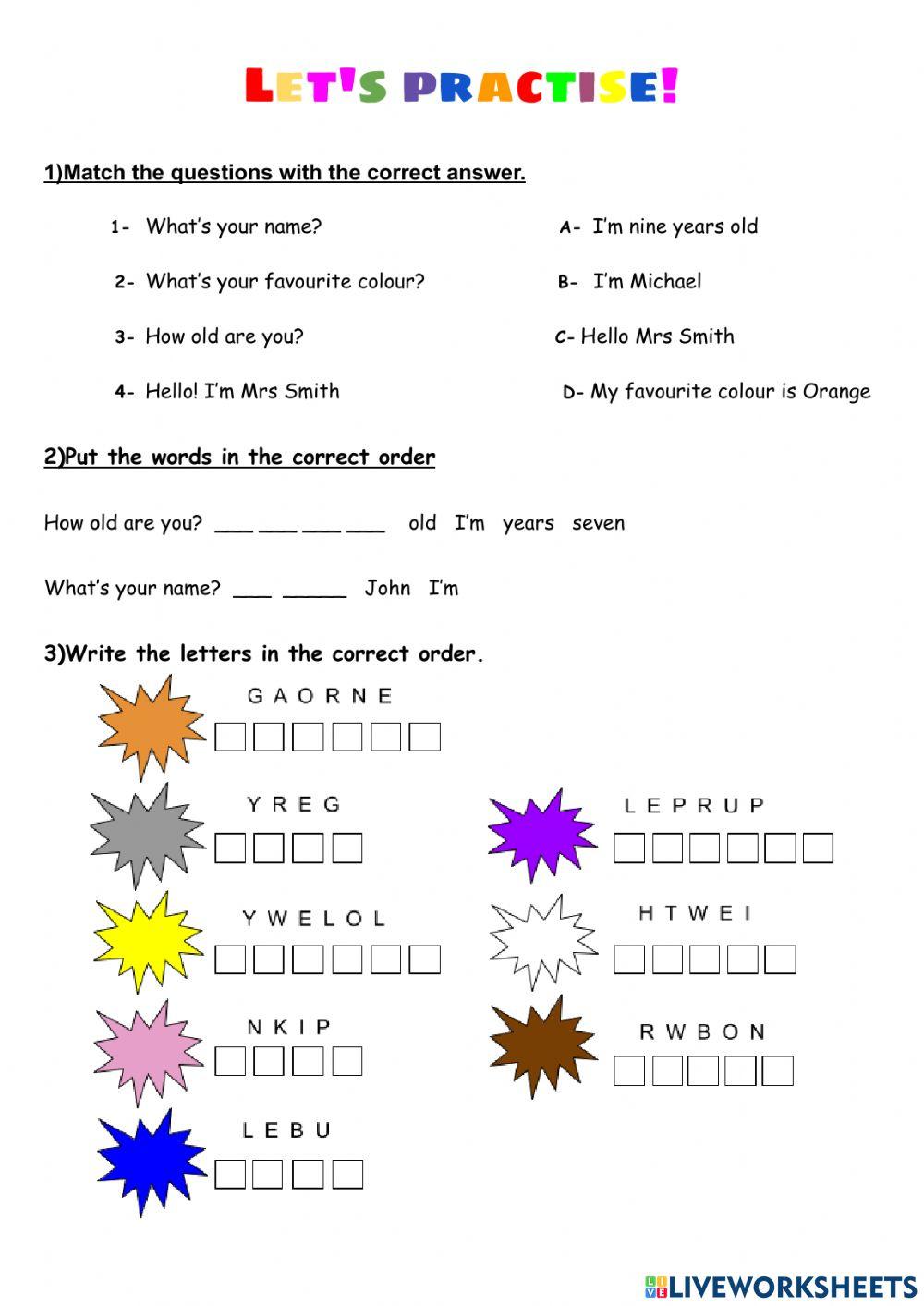 Let's practise. Shapes and colours