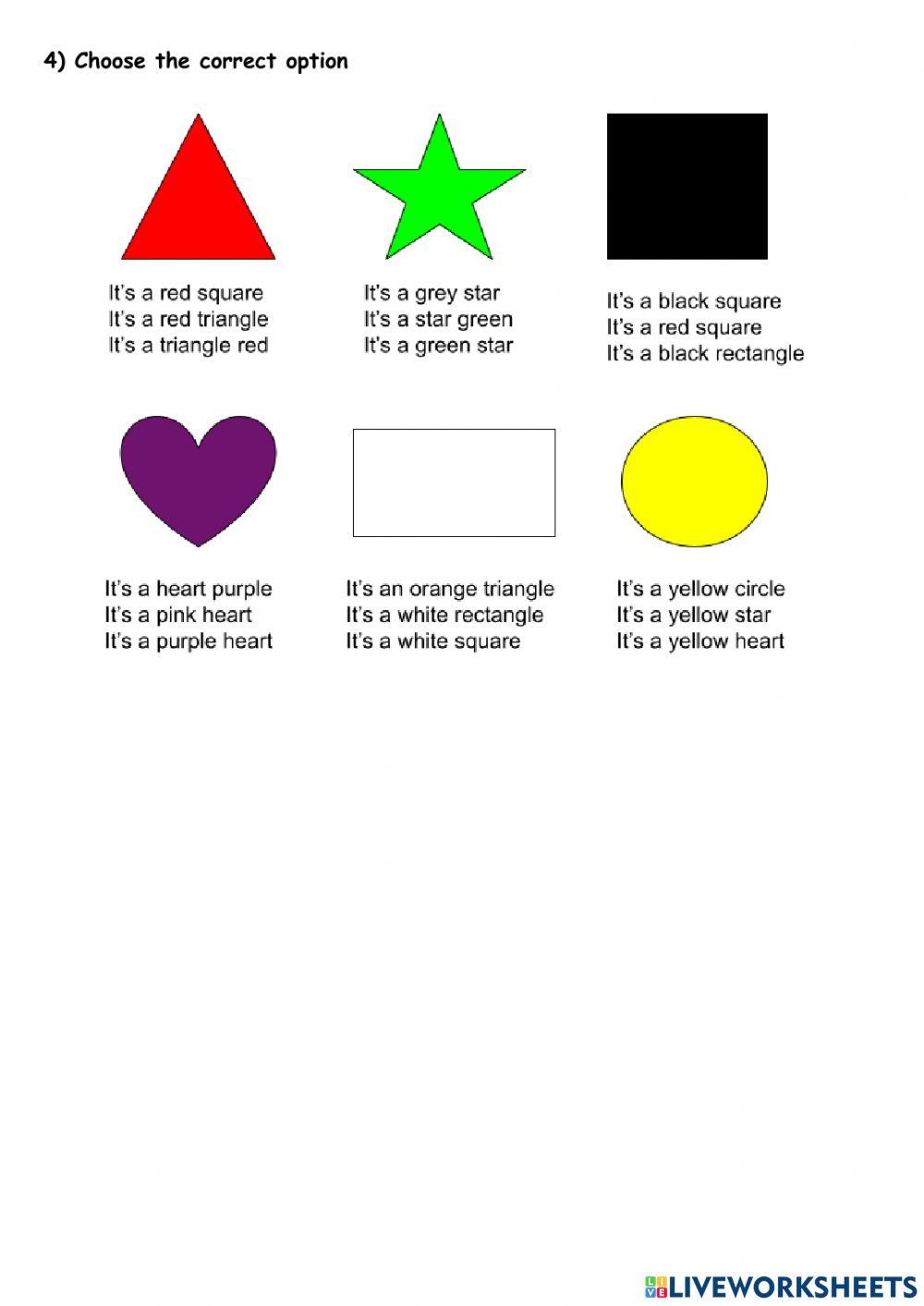 Let's practise. Shapes and colours