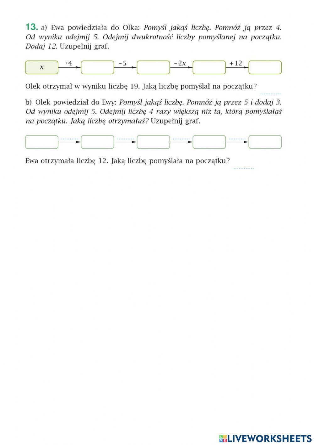 Ćwiczenia Upraszczanie wyrażeń str. 95 klasa 6