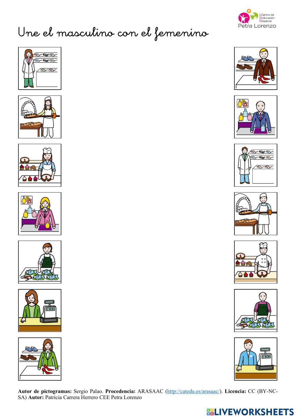 SA Profesiones. Femenino-masculino (tiendas)