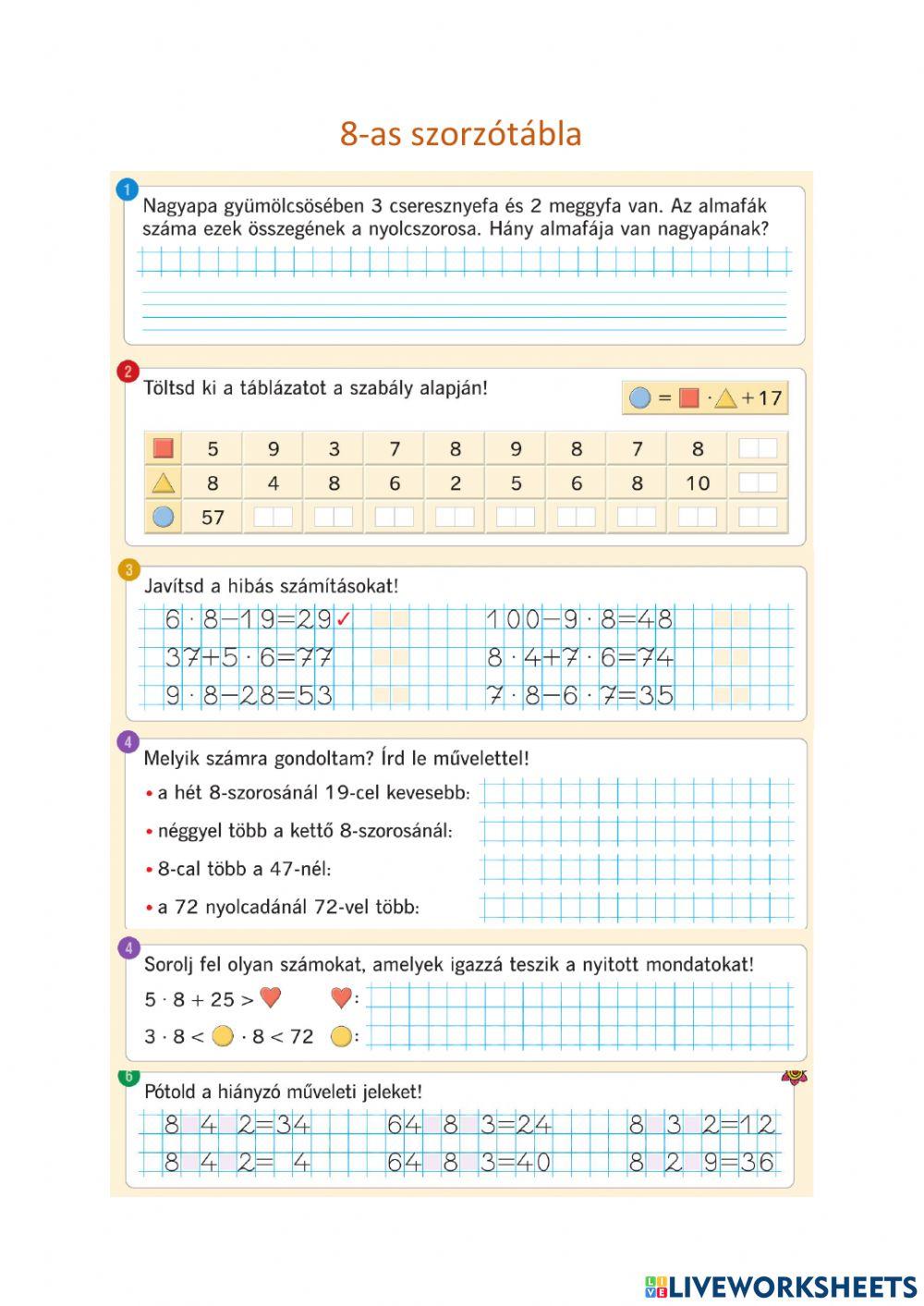 Szorzás, osztás 8-cal