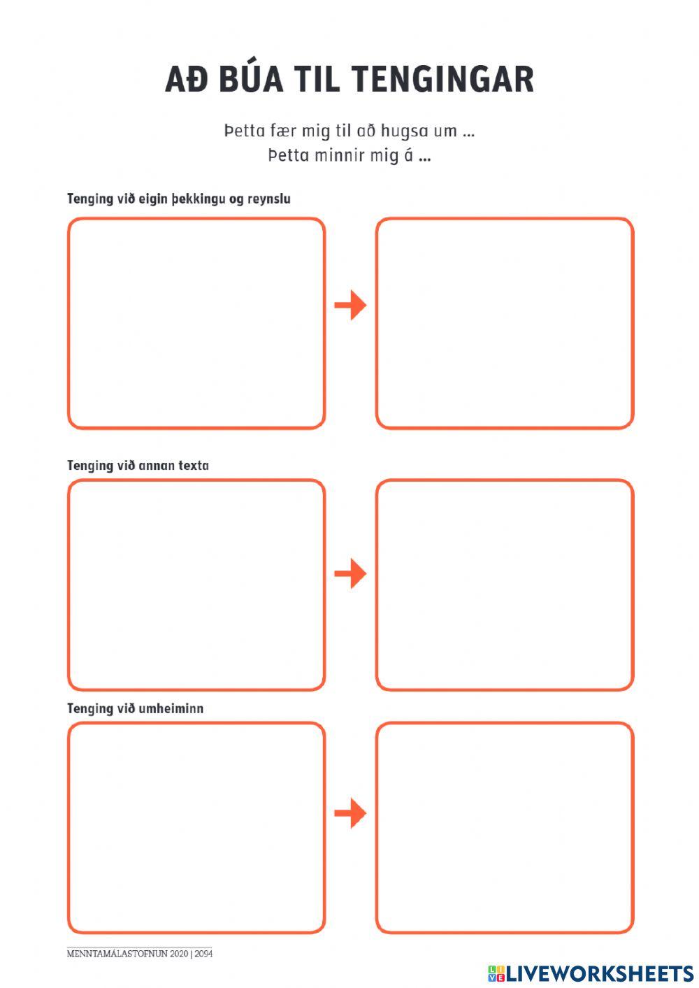 Að finna tengingar - Lesskilningsverkefni