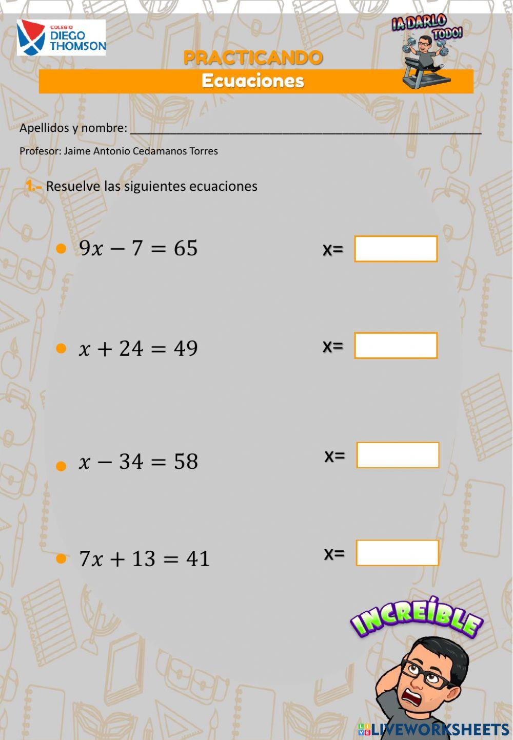 Practicando ecuaciones