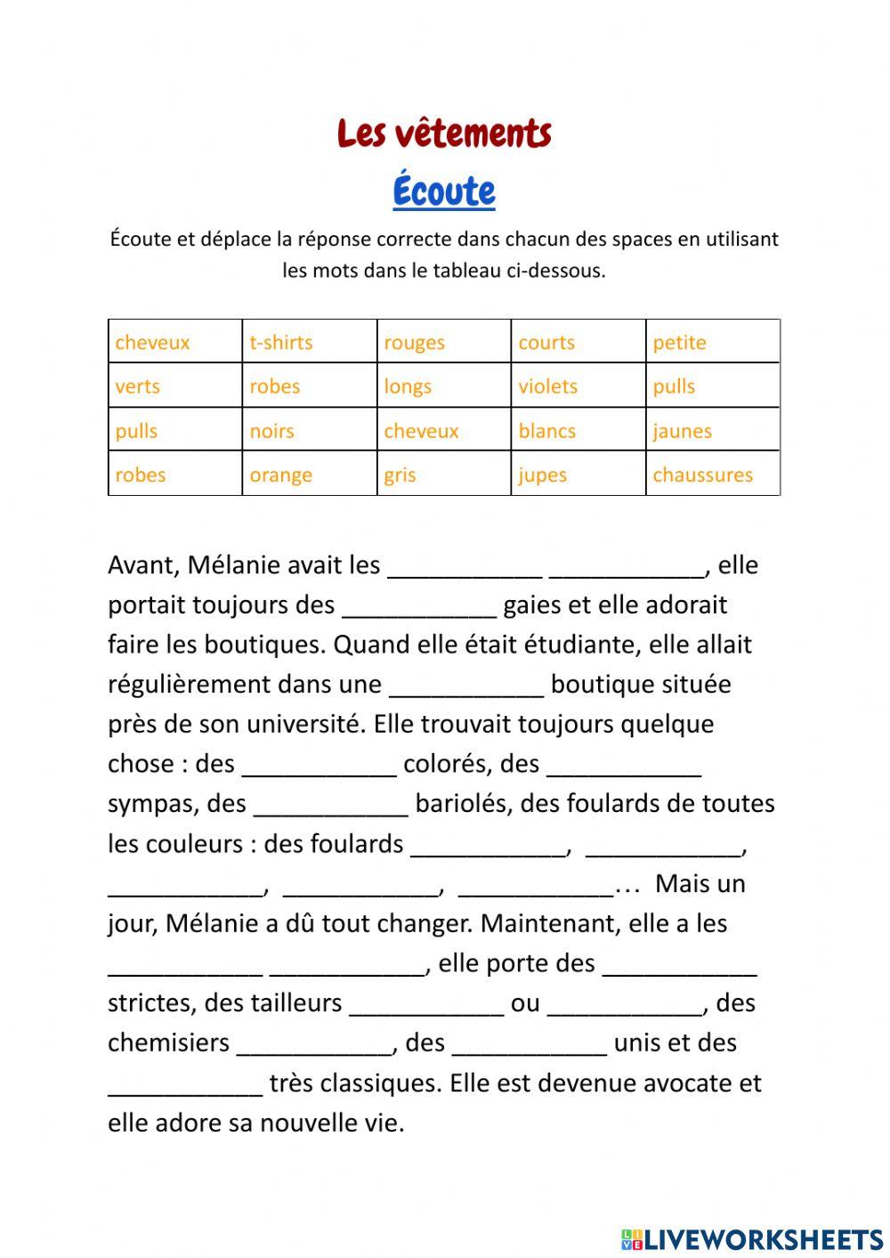 Les vêtements, écoute.