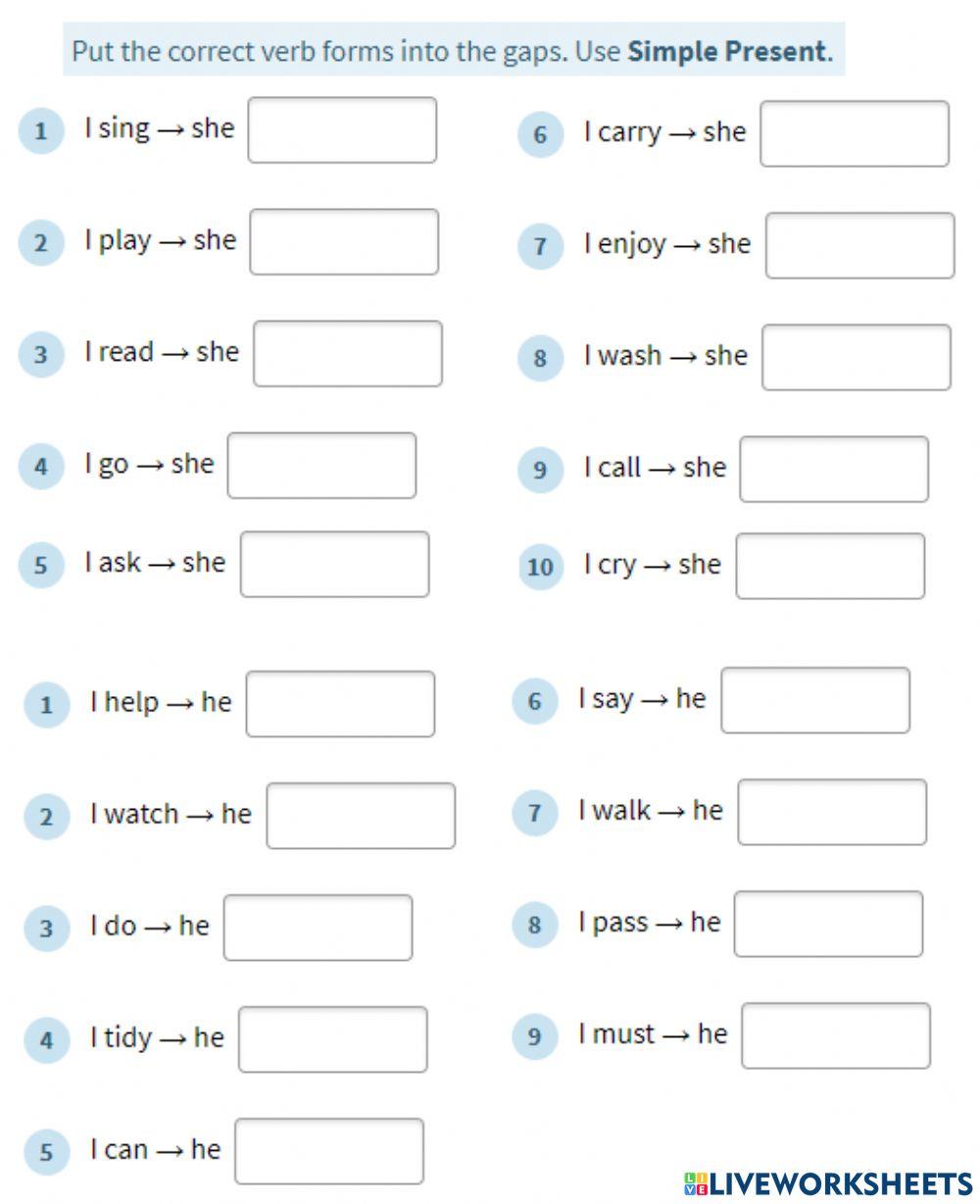 Add S, ES, IES online exercise for Live Worksheets