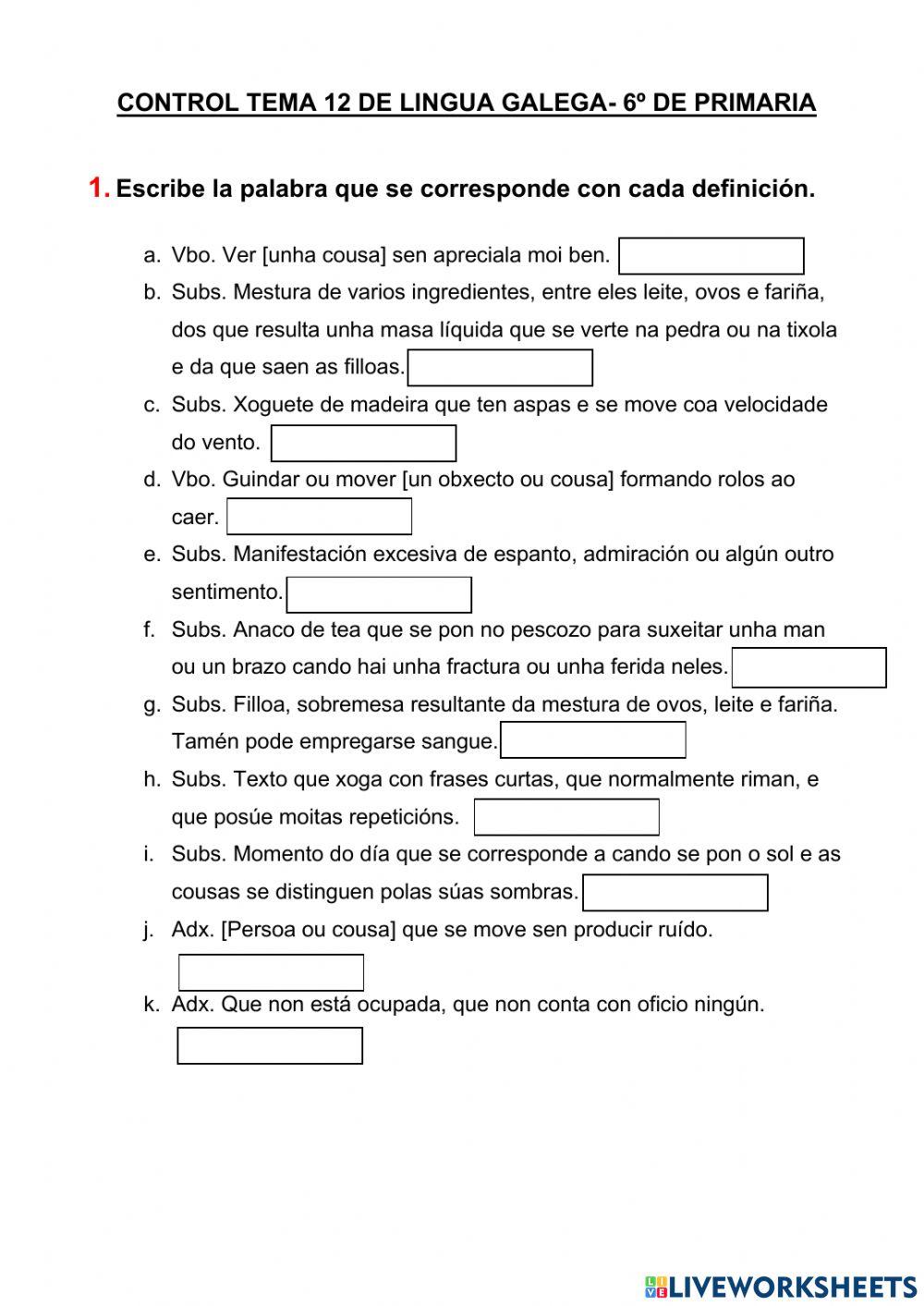 CONTROL TEMA 12 LINGUA GALEGA