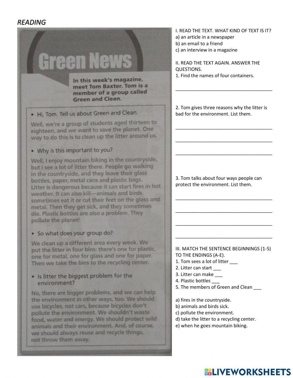 Reading and listening practice